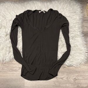 Joah brown mineral rib Henley Long Sleeve s/m